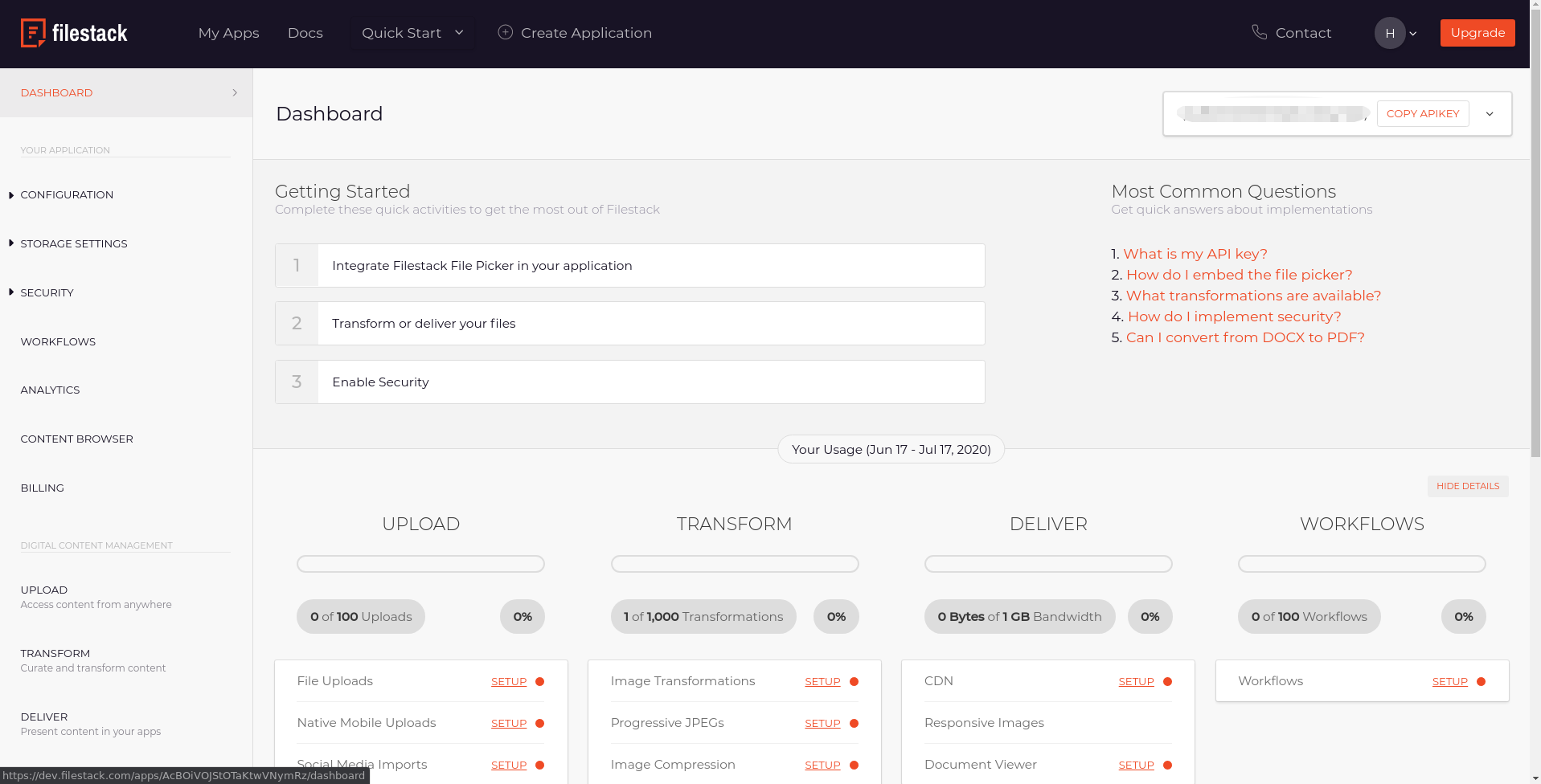 Developer Portal Dashboard