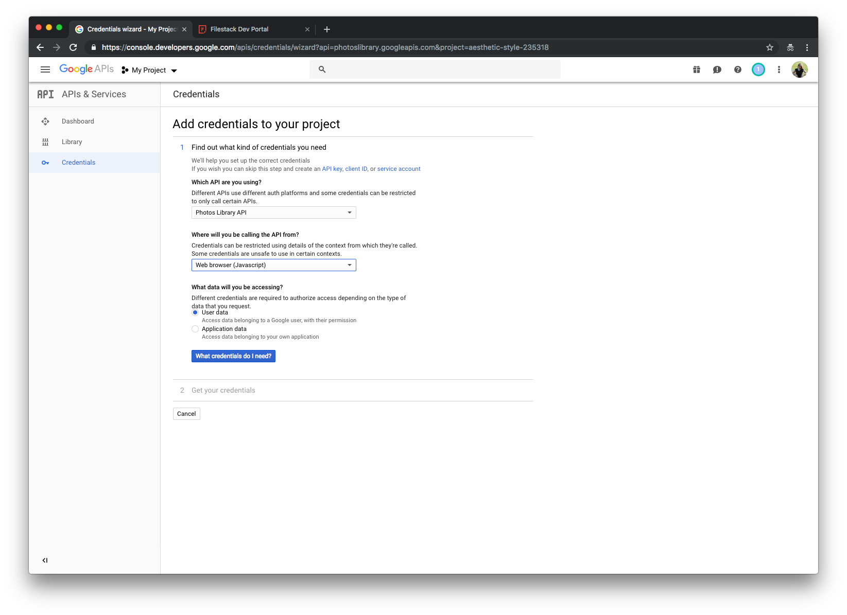 Screenshot showing The API is enabled step in Google API Console