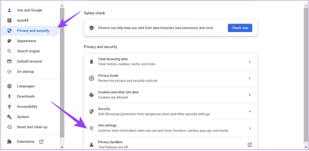 Enable JS Chrome - Site Settings