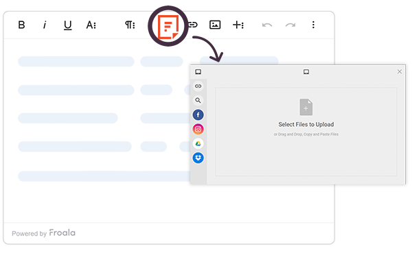 Filestack integration with Froala WYSIWYG editor